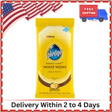 Pledge Expert Care Wood Wipes, Shines and Protects, Removes Fingerprints, Lemon