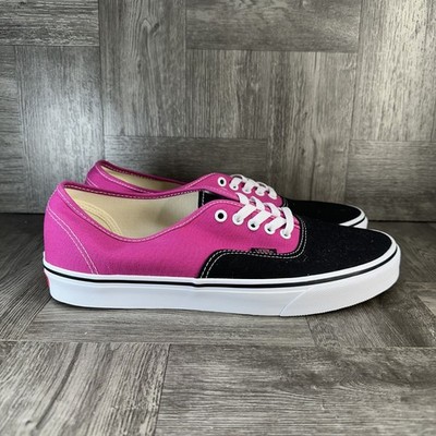 Vans Authentic Mens 11.5 Fuchsia Black Canvas Low Top Skate Shoes NEW