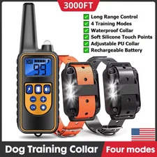 2 Dogs Remote Dog Shock Training Collar Rechargeable Waterproof LCD Pet Trainer
