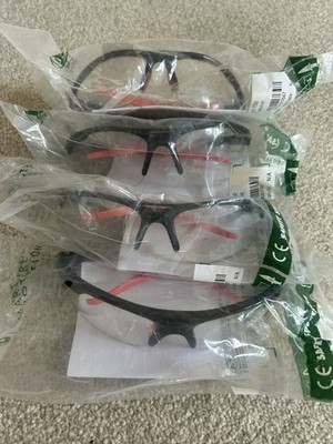 4 x Paar - JSP M9700 Sport Schutzbrille / Brille klare HC-Gläser EN166
