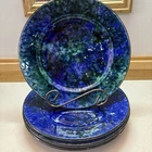 4 Stangl Pottery Mediterranean Dinner Plates 10" Plate Blue Green Splatter