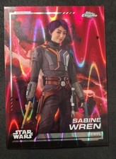 2024 Topps Chrome Star Wars Sabine Wren 3 Red Blaster RayWave Refractor