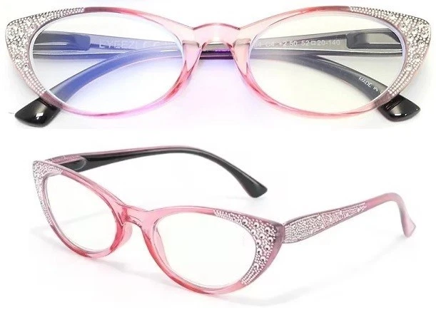 Reading Glasses Women's Rhinestone Readers Tie Dye Eyeglasses Anti Blue Light - Image 2 of 4