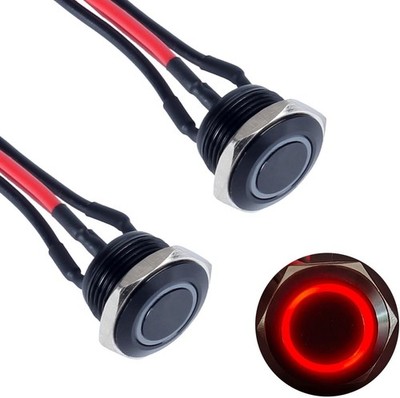 2Pcs 16mm Super Short Metal Waterproof Momentary Push Button Switch Black Shell