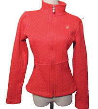 Women's Spyder Major Core Sweater Pink Cable Knit Full Zip Sweatshirt Jacket S
