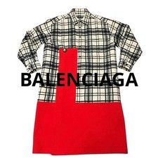 USED EXCELLENT CONDITION BALENCIAGA WOOL LONG COAT, CHECK PATTERN, UNISEX GOOD