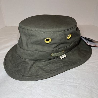 Tilley Iconic T1 Bucket Hat Dark Green, 7 1/4 Water Repellent Travel Hat UPF 50+