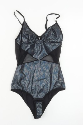 John John Damen Body schwarz metallic Mesh Größe S