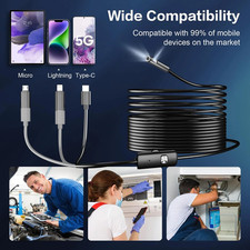 8mm 1080P Endoscope Camera for iPhone Android Type-C Car Pipe Inspection UK 