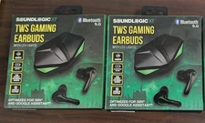 LOT OF 2 - SOUNDLOGIC XT TWS BLUETOOTH GAMING EARBUDS w/ LED LIGHTS - NEW IN BOX
