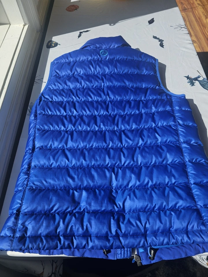 Chaleco Marmot Azul Puffer 700 Relleno Exterior Pato Plumón Cremallera Completa Mujer Mediano Foto 4 de 4