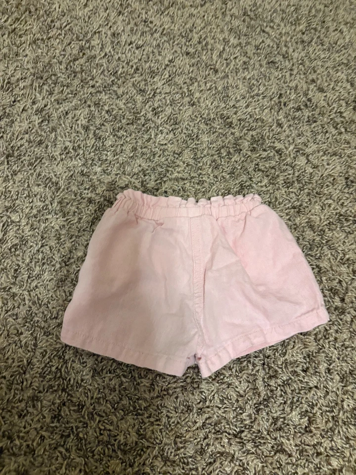 Old Navy Linen Blend Shorts 12-18 Months Light Pink Pull On Elastic Waist Pocket - Image 3 of 3