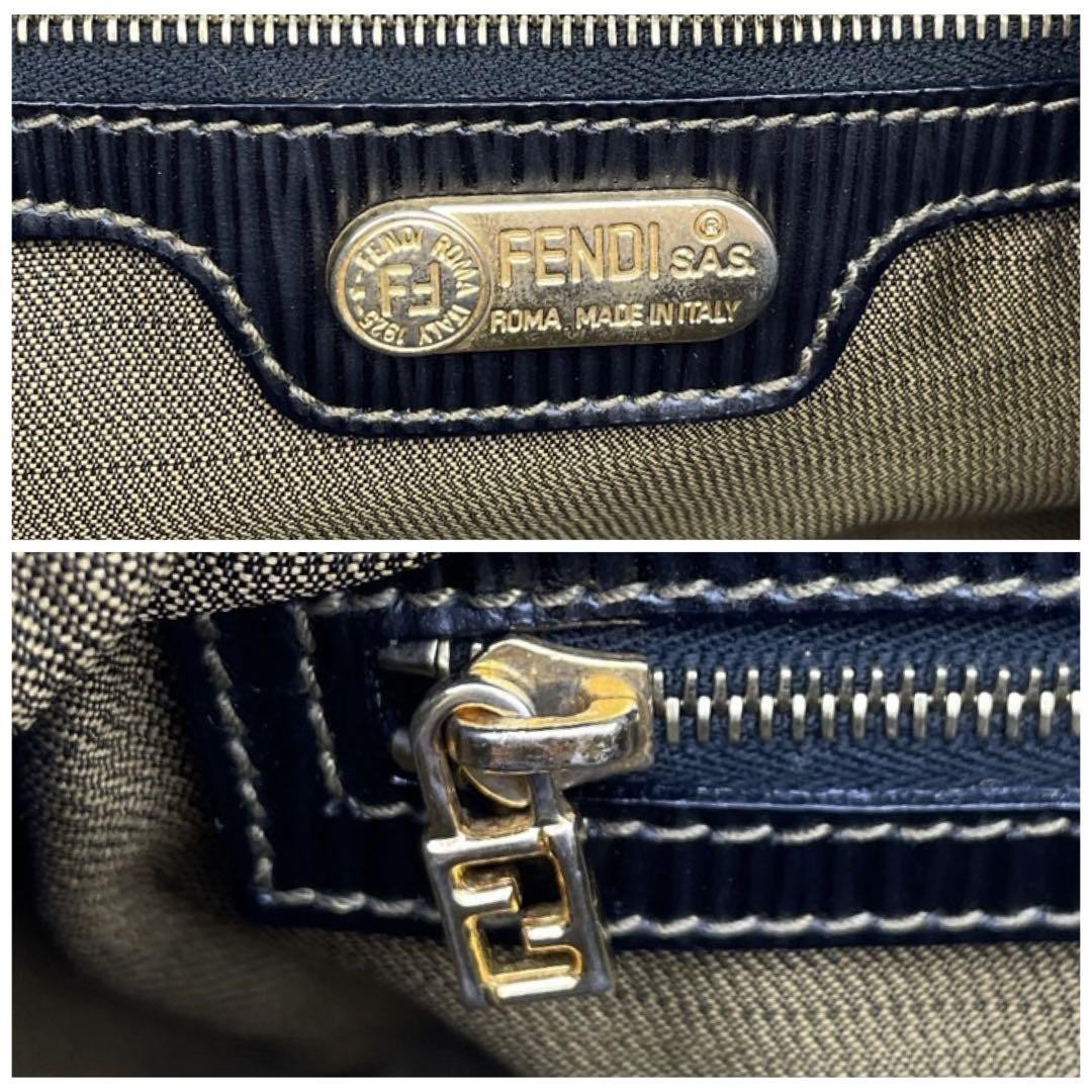 FENDI Hand Shoulder Bag Tote Purse 2way Pecan Canvas Leather Black Authentic thumbnail 10