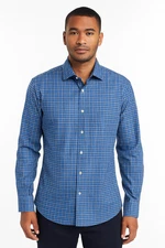 Scott Barber $165 Dress Shirt Mens Size Medium Plaid Button Up Blue Gray