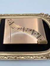 Vintage Volupte  Powder Compact 1950s MCM With Musical Notes