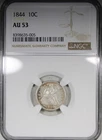 1844 Seated Liberty Dime NGC AU53 Circulated Scarce Date