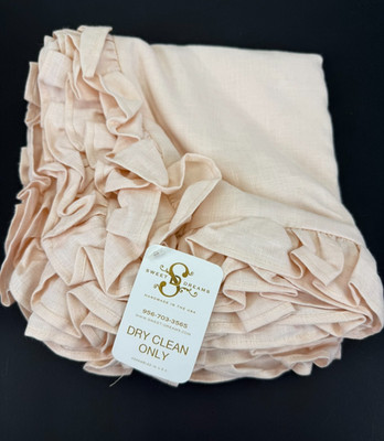 Sweet Dreams Light Rose Pink King Pillow Sham 100% Linen Ruffle Edge 19'' x 35''
