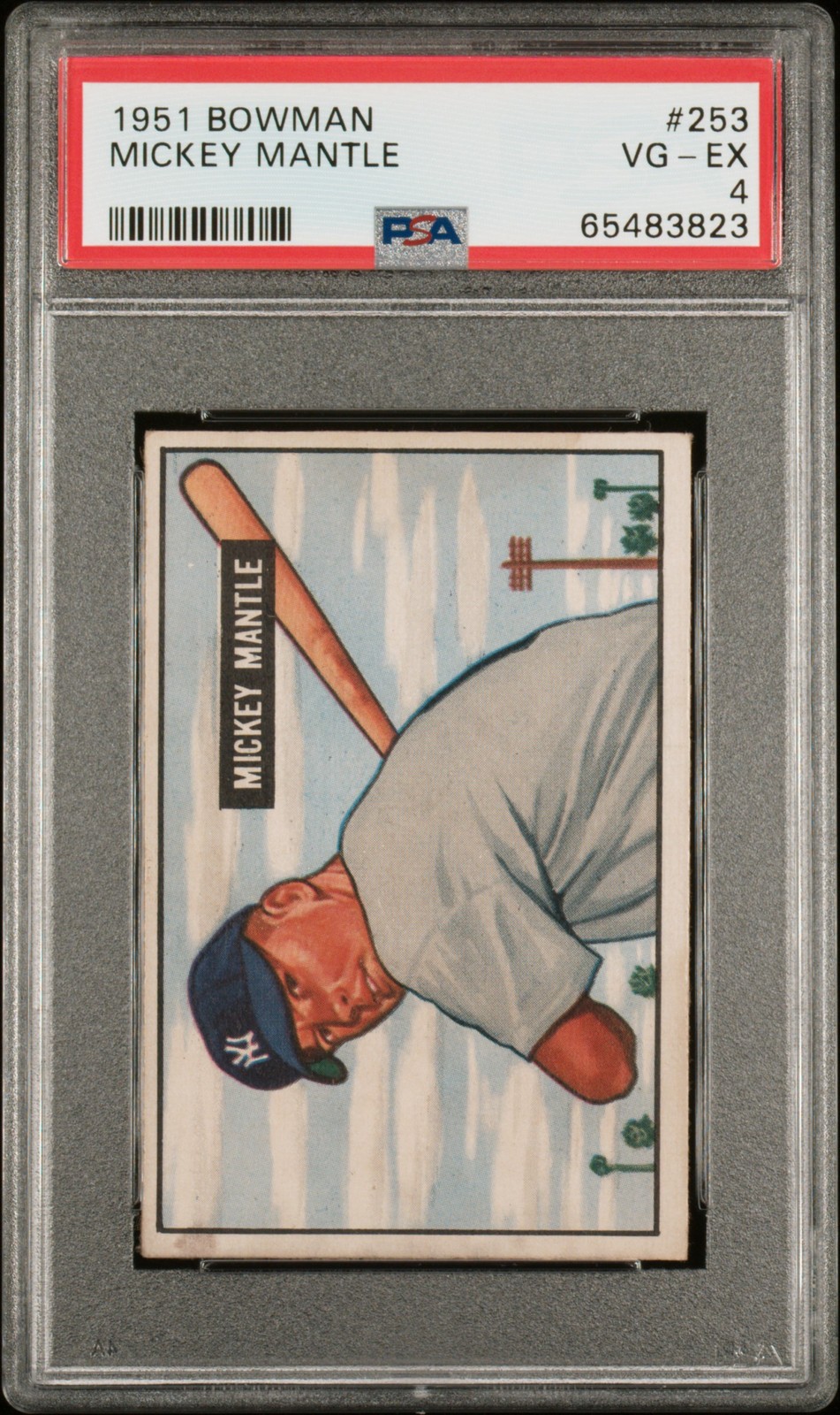 1951 Bowman #253 Mickey Mantle RC Rookie PSA 4 Nice Eye Appeal New Label