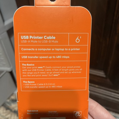 Surf Onn USB Printer Cable 6ft - Fast, Reliable Connection
