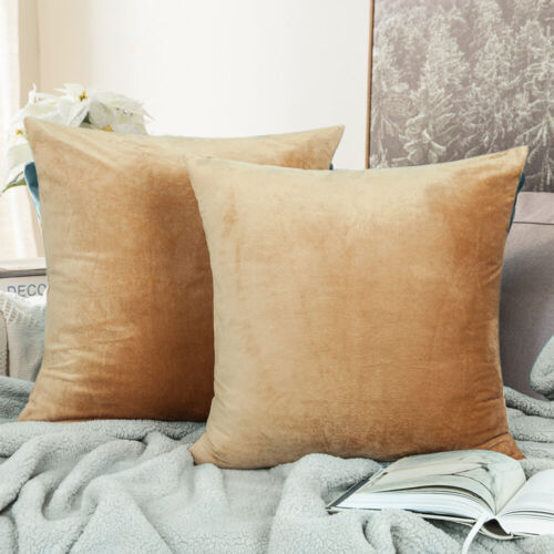 Velvet Throw Pillow Covers Set of 2 Sofa Home Decor Cushion Case Easy Care - Picture 15 of 64