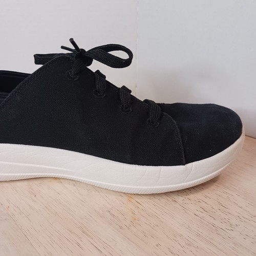 FITFLOP Women’s Lace Up Low Top Canvas Trainers Sneakers Black White Size 7 - Picture 10 of 18