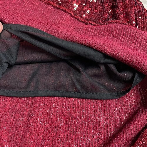 Top tunica Caroline Rose rosso con paillettes in maglia, taglia XSP - Foto 6 di 7