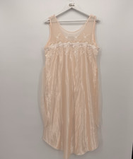 Dentelle Vintage Light Pink Nightgown Satin Dress Size Large Chiffon Coquette