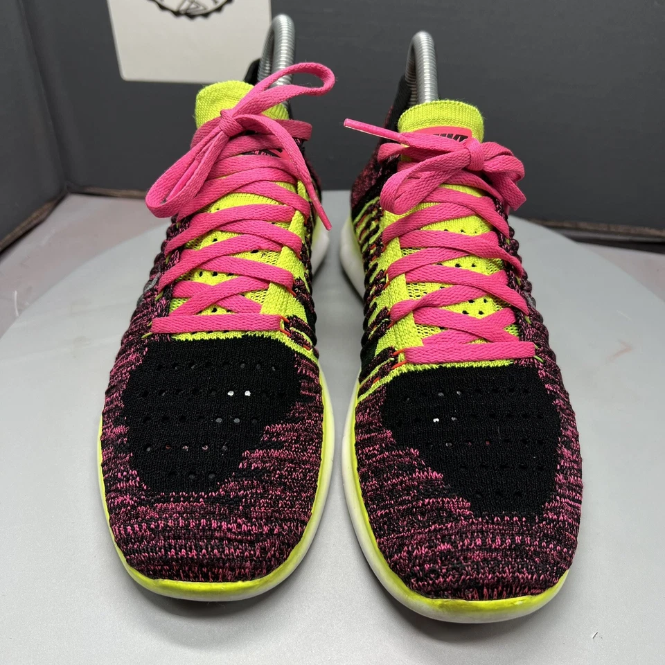 Nike Free RN Flyknit Rosa/Voltio, 834363-600 Juvenil Talla 5Y Mujer Talla 6.5 Usado Foto 4 de 4