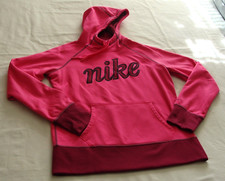 NIKE Hot Pink Long Sleeve "THERMA Fit" Pull-Over HOODIE Sz MEDIUM