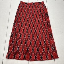 Vintage Cathy Daniel  s Red Geometric Print Accordion Style Midi Skirt Women  s L