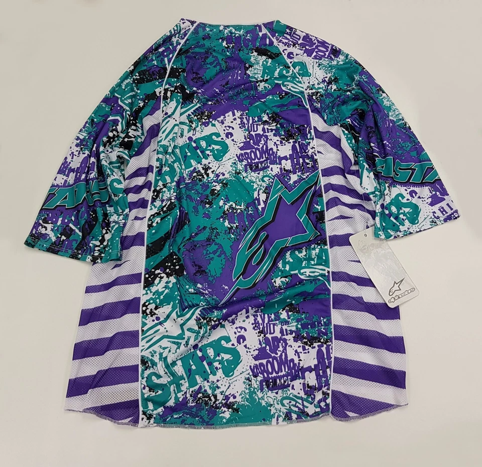 Camiseta deportiva para hombre AlpineStars Gravity manga 3/4 blanca verde púrpura talla L Foto 2 de 4