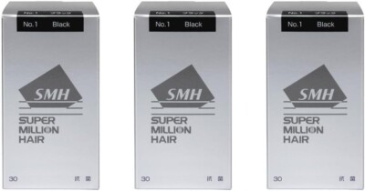 SUPER MILLION HAIR 30g x 3 loss thinning for Men & Women 3 Color Black Brawn
