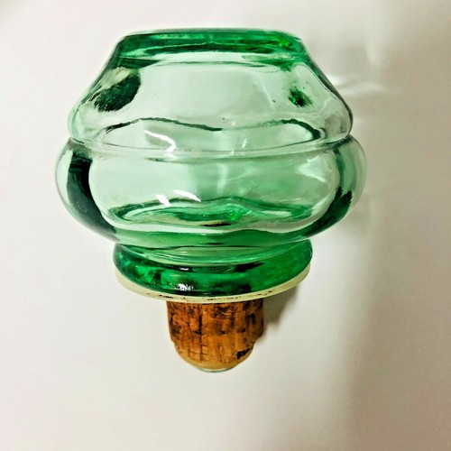 Old Fitzgerald Whiskey Decanter Green Glass Bottle Red Shield Gold Scroll VTG - Picture 6 of 6