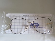 NOS Vintage NEW WORLD OPTICAL Eyeglass Frames 56-18-140 Aviator 8007 Gold Brown