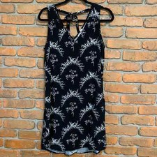GAP Floral Print Sleeveless Plunge V-Neck Shift Mini Dress Black White - Size S