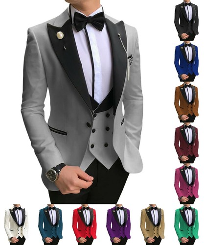Business 3Pic Mens Suits Solid Groom 