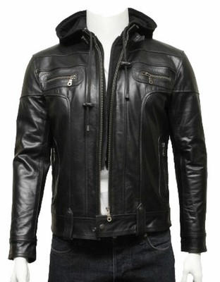 genuine leather jacket mens with hood