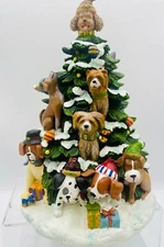 Dog Christmas Tree  The San Francisco Music Box Company Musical Holiday 10” Tall