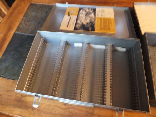 2 Brumberger Metal Slide Storage Case Box, Each Holds 100 2.75" Slides - Picture 3 of 15