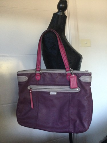Coach Daisy Spectator Purple Leather Emma Tote - Picture 3 of 12