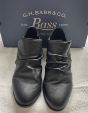 G.H. Bass Womens Erica Size 7.5M Black Slip On Ankle Boot Shorties Box