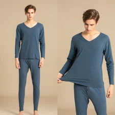 Men's thermal underwear Crew neck loose bottomed cold proof bottomed shirt set