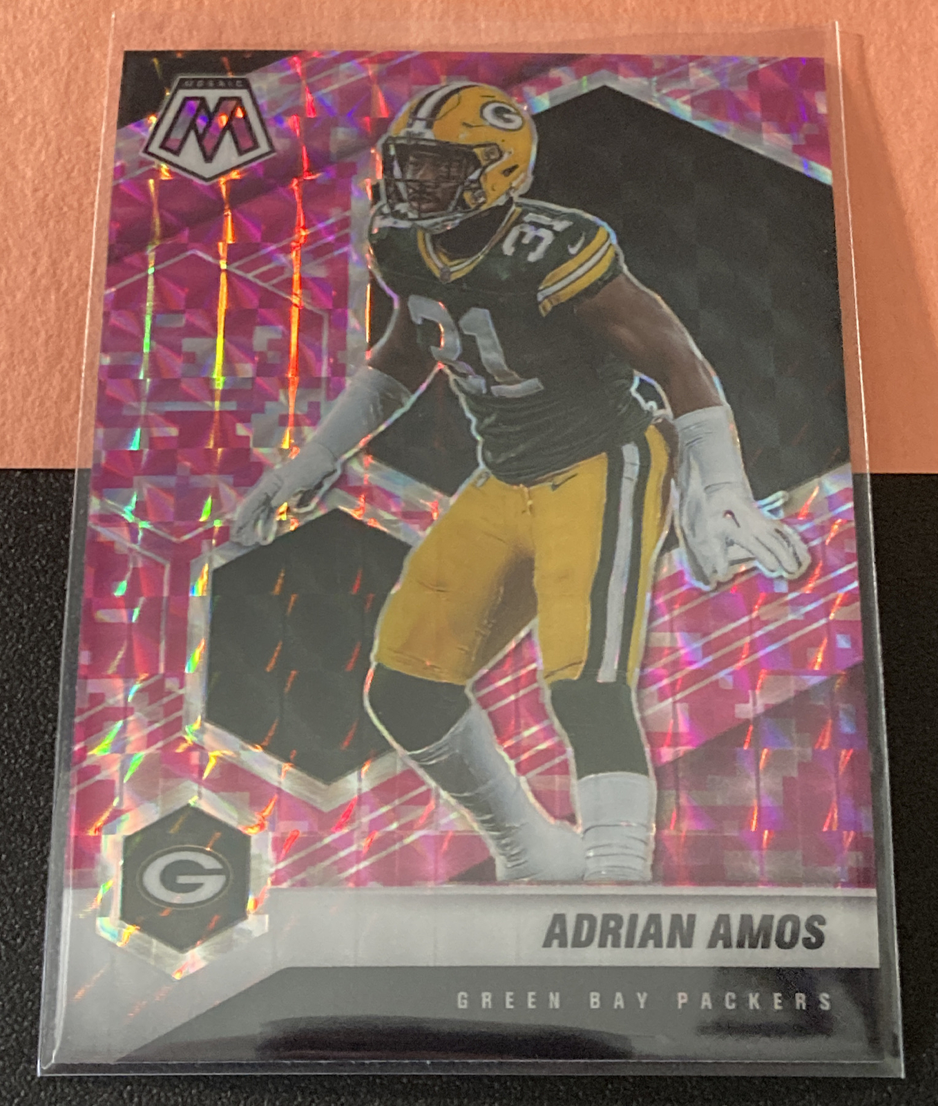 2021 Panini Mosaic Adrian Amos Pink Camo #84 Packers