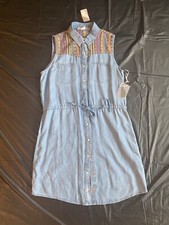 Forever 21 Women Medium Chambray Southwestern Dress