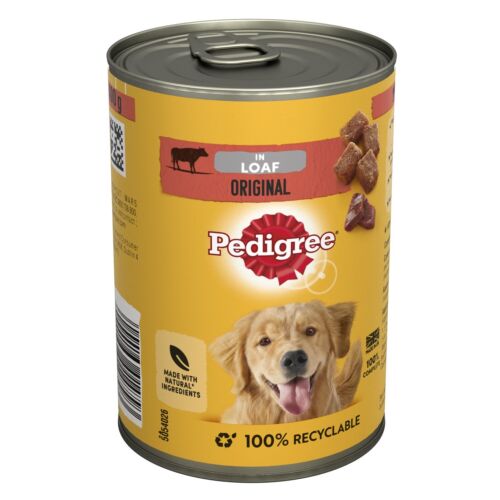 12 x 400g Pedigree Adult Wet Dog Food Tins Original in Loaf Dog Can - Picture 3 of 9
