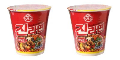 Korean Instant Noodle OTTOGI JIN RAMEN HOT SPICY 2pack Cup Ramen Ramyun