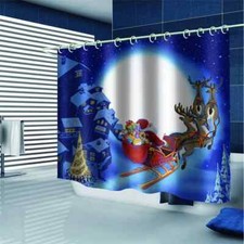 Moonlit Santa Claus 3D Shower Curtain Waterproof Fabric Bathroom Decoration