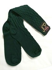 Vtg NWT Hunter Green Diamond Knit COTTON BLEND Knee High Socks School Girl 9-11
