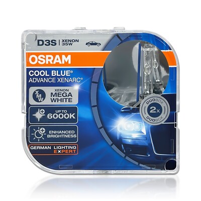 Osram Cool Blue Advance D3S HID Xenon Headlight Bulbs 66340CBA 6000K - Pack of 2