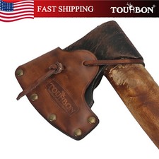 TOURBON Leather Axe Hatchet Protector Cover Lanyard 3 1/2" Blade Sheath Camping